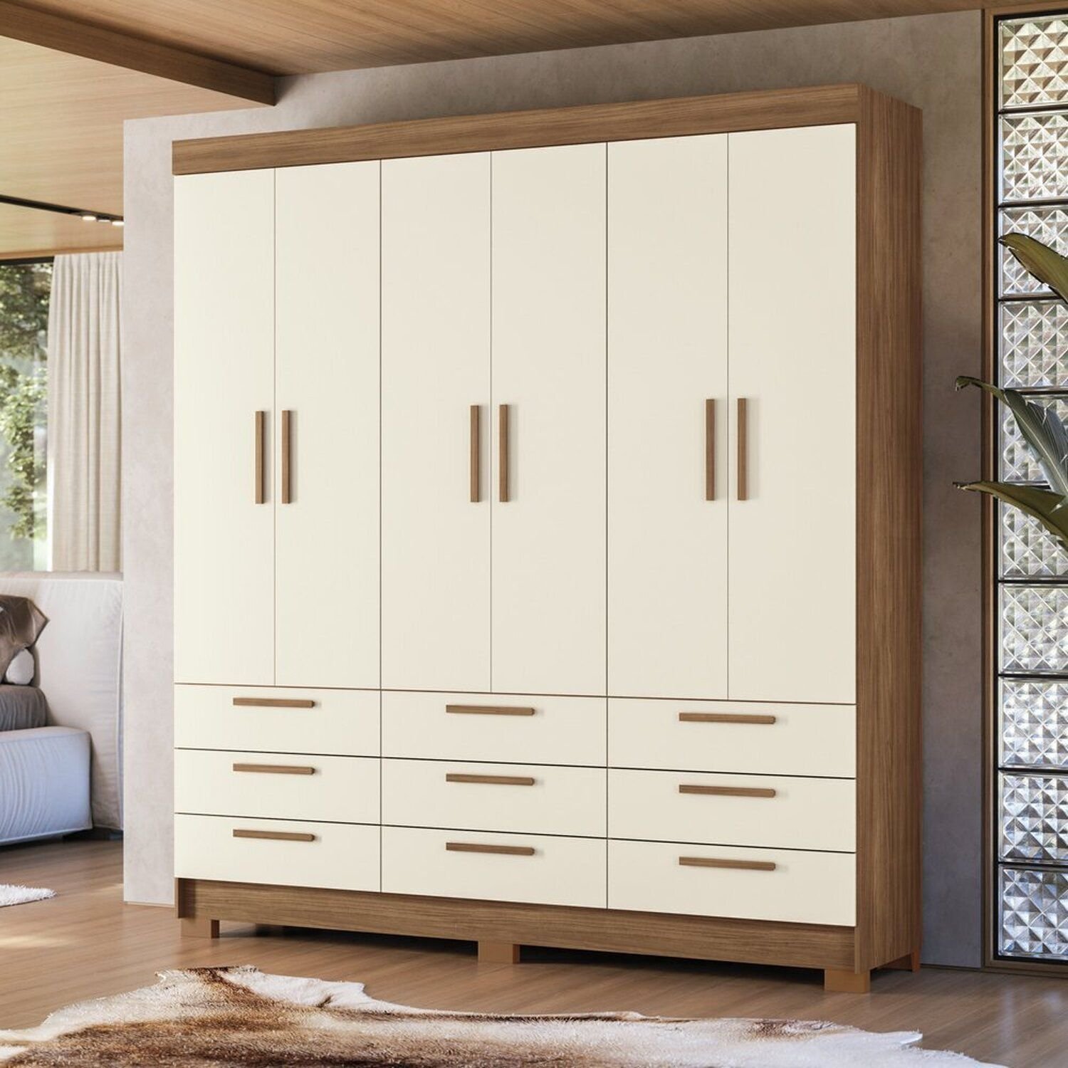 Guarda-roupa 6 Portas 9 Gavetas com Espelho Mdp Colombo | MadeiraMadeira