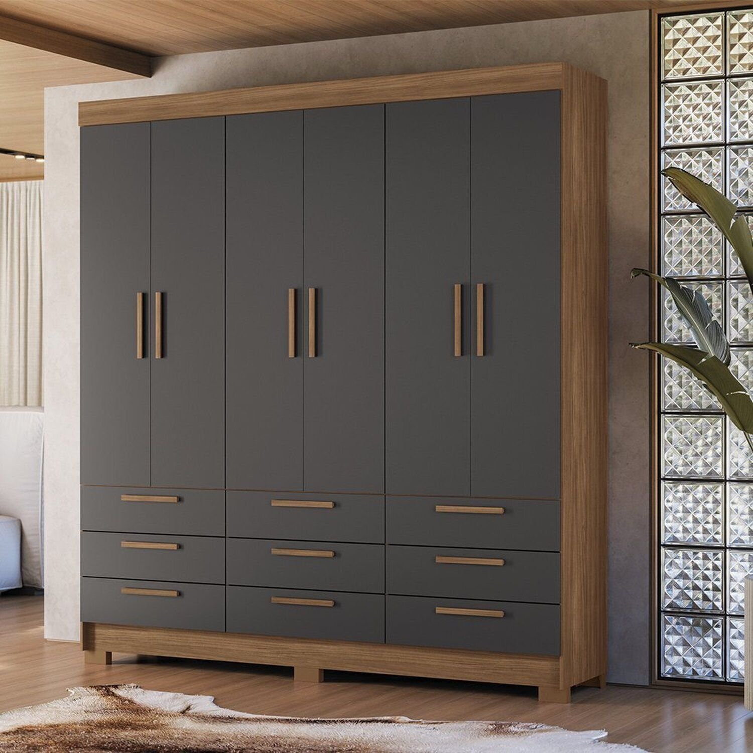 Guarda-roupa 6 Portas 9 Gavetas Mdp Colombo | MadeiraMadeira