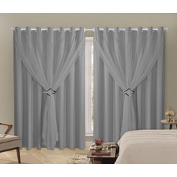 Cortina Blackout PVC 6,00m X 2,80m Com Voil Cinza - 2