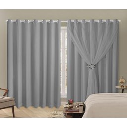 Cortina Blackout PVC 6,00m X 2,80m Com Voil Cinza - 3