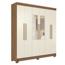 Ver imagem 4 de Guarda-Roupa 06 Portas 2 Gavetas com Espelho MDP Toledo Off White/Jatobá/Areia