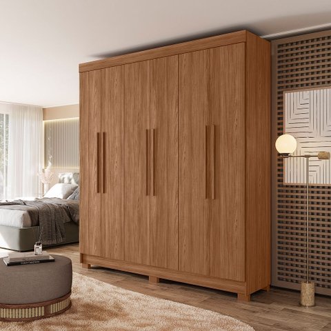 Guarda-Roupa 06 Portas 2 Gavetas MDP Toledo Marrom/Jatoba