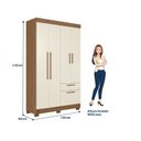 Ver imagem 6 de Guarda-Roupa 4 Portas 2 Gavetas com Espelho MDP Off White/Jatobá/Areia