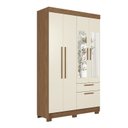 Ver imagem 4 de Guarda-Roupa 4 Portas 2 Gavetas com Espelho MDP Off White/Jatobá/Areia