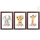 Ver imagem 1 de Quadros Decorativos Quarto de Menina Animais Aquarela:tabaco