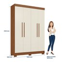 Ver imagem 4 de Guarda Roupa Sarandi 4 Portas 2 Gavetas Off White/Jatobá/Areia