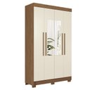 Ver imagem 1 de Guarda-Roupa 4 Portas 2 Gavetas com Espelho Sarandi Off White/Jatobá/Areia