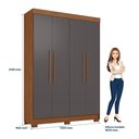 Ver imagem 4 de Guarda Roupa Sarandi 4 Portas 2 Gavetas Cinza/Jatobá/Grafite