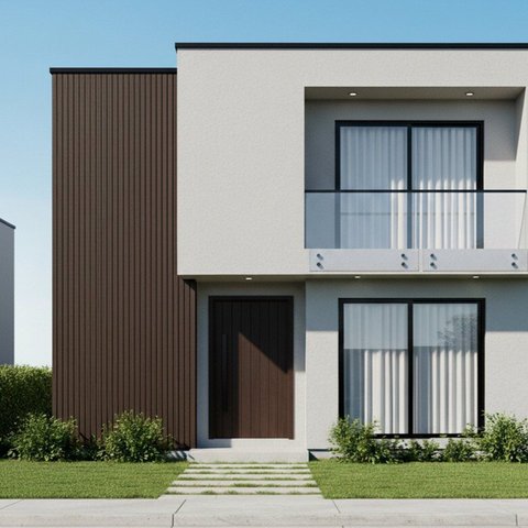Acabamento Inicial Painel Ripado em WPC Rosewood