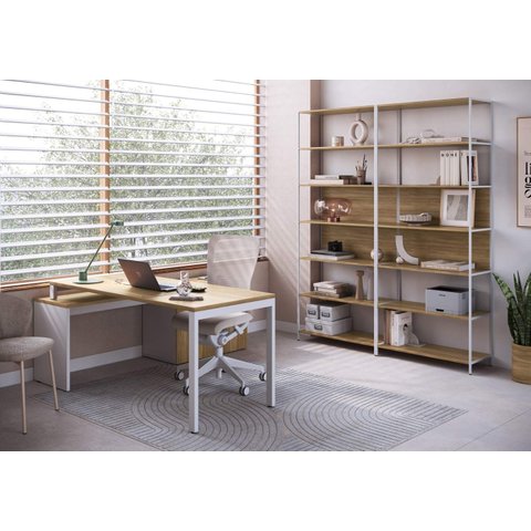 Conjunto de Escritório Completo com Mesa Escrivaninha e 2 Estantes Linha Concept Artesano