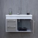 Ver mais imagens de Conjunto Gabinete de Banheiro em MDF com Espelheira Potenza Branco/Gianduia