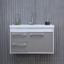 Ver imagem 7 de Conjunto Gabinete de Banheiro em MDF com Espelheira Potenza Branco/Gianduia