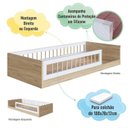 Ver imagem 7 de Cama Montessoriana de Solteiro Linha Affetto com Colchão Incluso Branco/Aveiro Oak