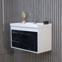 Ver mais imagens de Conjunto Gabinete de Banheiro em MDF com Espelheira Potenza Branco/Preto