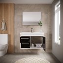 Ver imagem 3 de Conjunto Gabinete de Banheiro em MDF com Espelheira Potenza Branco/Preto