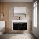 Ver imagem 5 de Conjunto Gabinete de Banheiro em MDF com Espelheira Potenza Branco/Preto