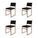 Ver imagem 1 de Kit 4 Cadeiras de Jantar Industrial Isa Assento Veludo Preto Base Cobre