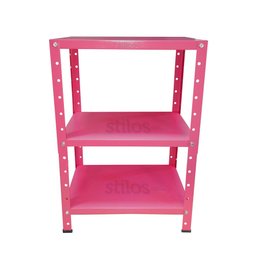 Estante de Aço Mini com 3 Prateleiras 45x27cm 45kg Coluna Bipartida Para Escritório Rosa - 4