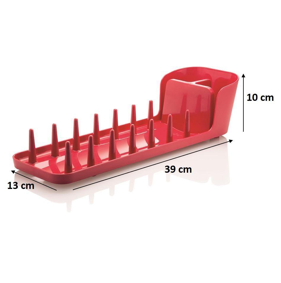Kit Cozinha Escorredor Porta Detergente Lixeira - Vermelho - 2