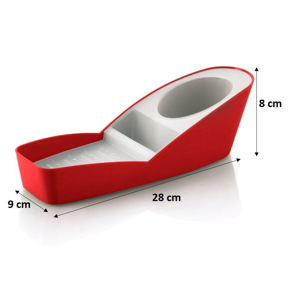 Kit Cozinha Escorredor Porta Detergente Lixeira - Vermelho - 3