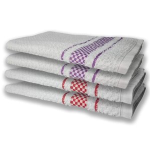 4 Panos de Prato Atoalhado Felpudo Premium Vermelho+Roxo
