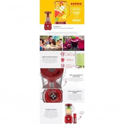 Liquidificador Cadence Robot Ultra Turbo 1000w com Filtro Vermelho 220v - 3