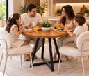 Ver imagem 2 de Mesa de Jantar Redonda 70cm em Madeira Maciça e Pé de Ferro 4 Lugares