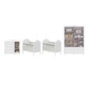 Ver imagem 4 de Quarto de Bebê Gêmeos 2 Berços Capitonê Guarda-Roupa e Cômoda Maya Clássico 100% MDF Espresso Móveis Branco/Brilho