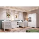 Ver imagem 1 de Quarto de Bebê Gêmeos 2 Berços Capitonê Guarda-Roupa e Cômoda Maya Clássico 100% MDF Espresso Móveis Branco/Brilho