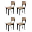 Ver imagem 1 de Kit 4 Cadeiras de Jantar Madeira Maciça Estofadas Ella Preto e Marrom Claro - Straub Web