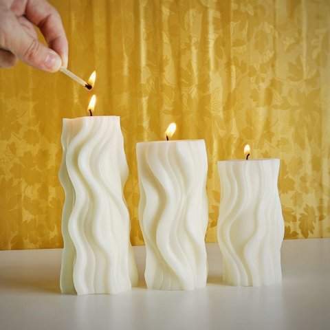 Velas Decorativas Cilíndricas Curve Candles - 3 Tamanhos Ramim Aromas Vela Decorativa