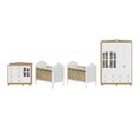 Ver imagem 3 de Quarto de Bebê Gêmeos 2 Berços Capitonê Guarda-Roupa e Cômoda Maya Clássico 100% MDF Espresso Móveis Branco/Brilho/Amêndoa
