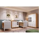 Ver imagem 1 de Quarto de Bebê Gêmeos 2 Berços Capitonê Guarda-Roupa e Cômoda Maya Clássico 100% MDF Espresso Móveis Branco/Brilho/Amêndoa