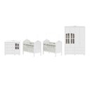 Ver imagem 3 de Quarto de Bebê Gêmeos 2 Berços Guarda-Roupa e Cômoda Janelada 100% MDF Maya Clássico Espresso Móveis Branco/Brilho