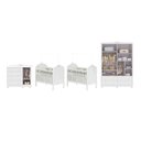 Ver imagem 4 de Quarto de Bebê Gêmeos 2 Berços Guarda-Roupa e Cômoda Janelada 100% MDF Maya Clássico Espresso Móveis Branco/Brilho