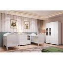 Ver imagem 1 de Quarto de Bebê Gêmeos 2 Berços Guarda-Roupa e Cômoda Janelada 100% MDF Maya Clássico Espresso Móveis Branco/Brilho