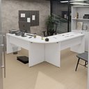 Ver imagem 1 de Mesa Escrivaninha em L Canto Arredondado 140cm Branco