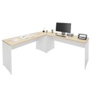 Ver imagem 6 de Mesa Escrivaninha em L Canto Arredondado 140cm Carvalho e Branco Bege