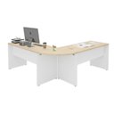 Ver imagem 5 de Mesa Escrivaninha em L Canto Arredondado 140cm Carvalho e Branco Bege