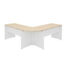 Ver imagem 7 de Mesa Escrivaninha em L Canto Arredondado 140cm Carvalho e Branco Bege