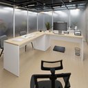 Ver imagem 3 de Mesa Escrivaninha em L Canto Arredondado 140x60cm