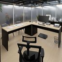 Ver imagem 3 de Mesa Escrivaninha em L Canto Arredondado 140cm Carvalho e Preto Bege