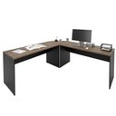 Ver imagem 6 de Mesa Escrivaninha em L Canto Arredondado 140cm Nogal e Preto Marrom