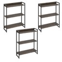 Ver imagem 1 de Kit 3 Estantes Multiuso Industrial 3 Prateleiras Areta 104x80cm C01 Carvalho Dark - Lyam Decor