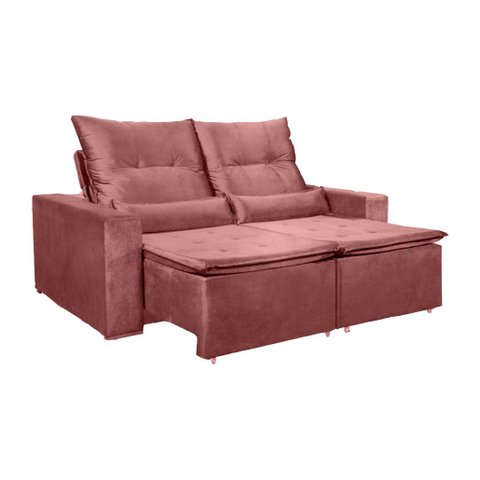 Sofá Berlim Reclinável e Retrátil Suede Rosa