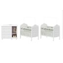 Ver imagem 4 de Quarto de Bebê Gêmeos 2 Berços com Capitonê e Cômoda Janelada 100% MDF Maya Clássico Espresso Móveis Branco/Brilho