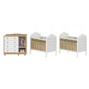 Ver imagem 4 de Quarto de Bebê Gêmeos 2 Berços com Capitonê e Cômoda Janelada 100% MDF Maya Clássico Espresso Móveis Branco/Brilho/Amêndoa