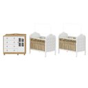 Ver imagem 3 de Quarto de Bebê Gêmeos 2 Berços com Capitonê e Cômoda Janelada 100% MDF Maya Clássico Espresso Móveis Branco/Brilho/Amêndoa