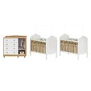 Ver imagem 4 de Quarto de Bebê Gêmeos 2 Berços e Cômoda Janelada 100% MDF Maya Clássico Espresso Móveis Branco/Brilho/Amêndoa