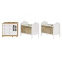 Ver imagem 3 de Quarto de Bebê Gêmeos 2 Berços e Cômoda Janelada 100% MDF Maya Clássico Espresso Móveis Branco/Brilho/Amêndoa